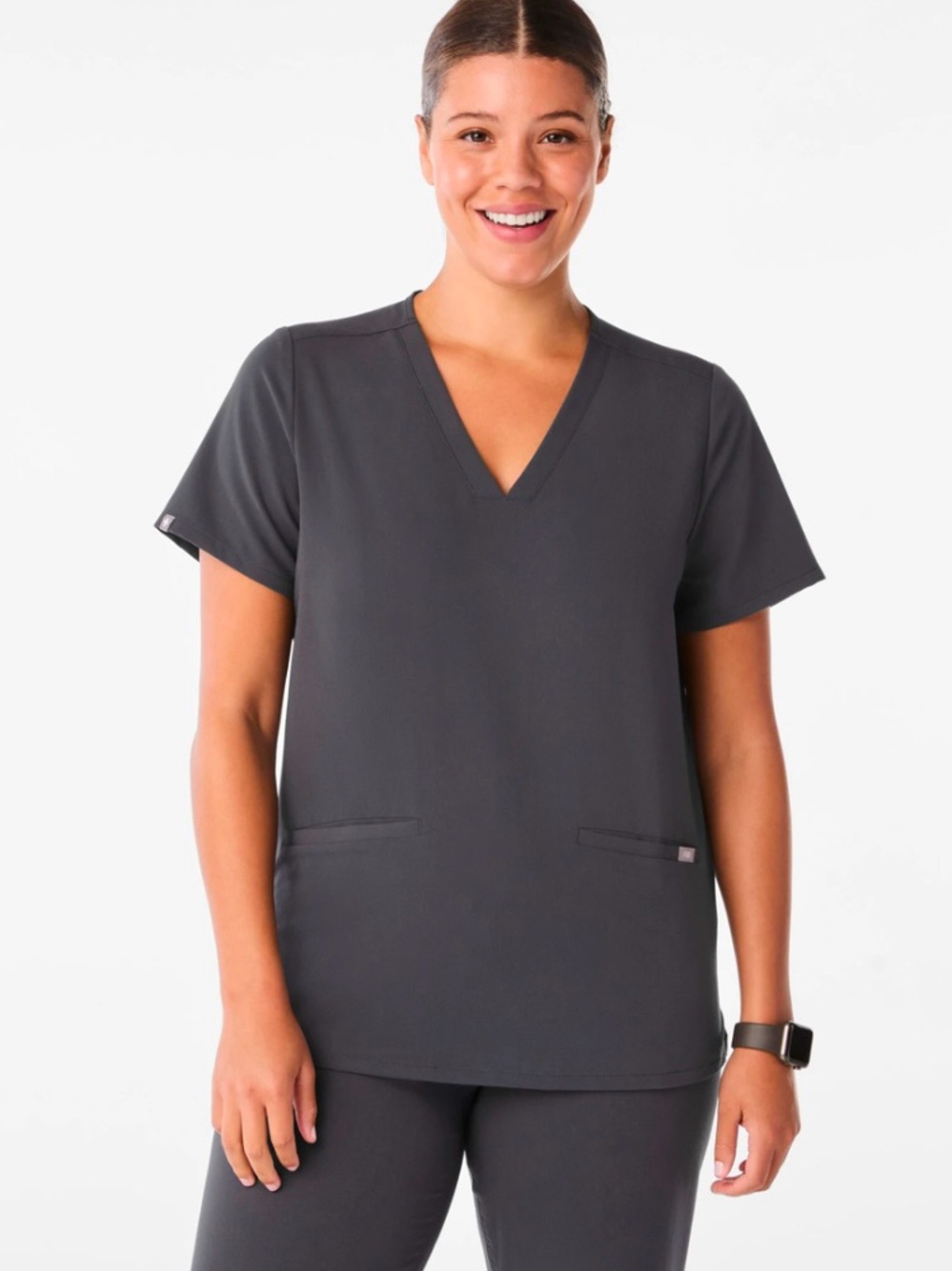 Women’s Figs Charcoal V-Neck Short Sleeve Scrub Top Medium